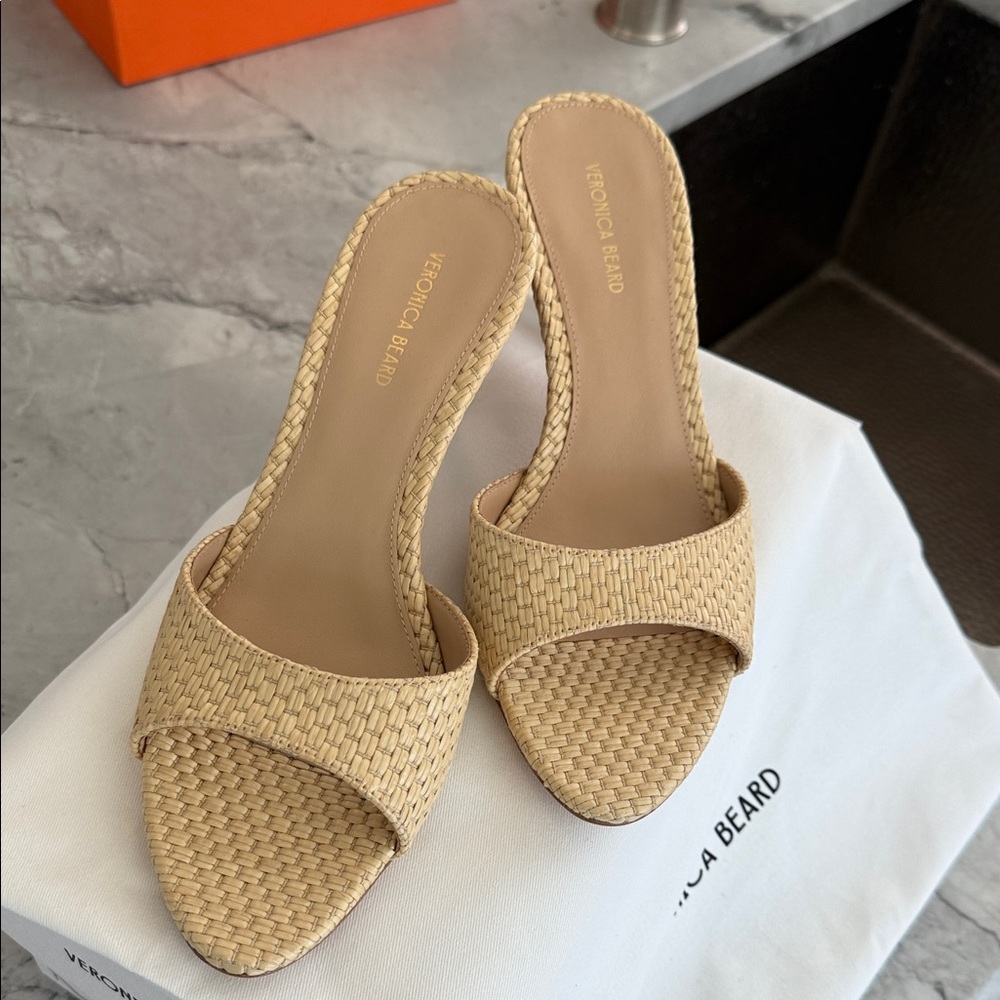 Veronica Beard Tan Woven Heels